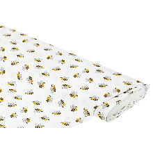 Baumwollstoff Bienen 'Mona', weiß/gelb