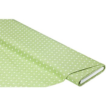 Tissu coton enduit 'motif graphique', vert clair/blanc