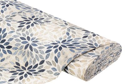 Tissu de décoration "feuilles", bleu/multicolore