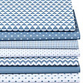 Lot de 7 coupons de tissu patchwork "tons bleus", tons bleus/blanc
