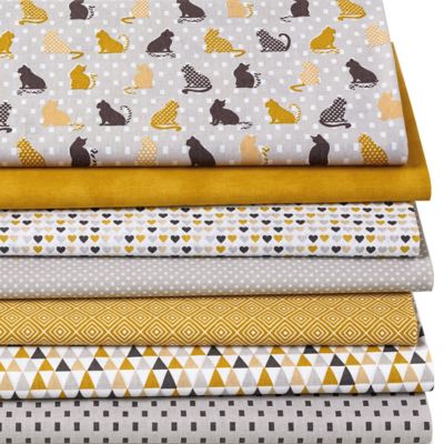 Lot De 7 Coupons De Tissu Patchwork Chats Gris Ocre Blanc Acheter En Ligne Sur Buttinette Loisirs Creatifs