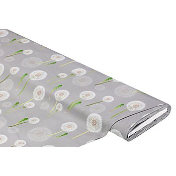 Tissu coton à impression numérique 'pissenlits',de la série Ria, gris/multicolore
