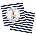 Tissu panel coton "nautique", bleu/blanc