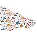 Tissu coton à impression numérique "poules folles", série Ria, blanc/multicolore
