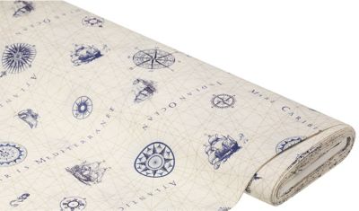Dekostoff Maritim "Lorena" | creme/blau | Bastelbedarf | buttinette