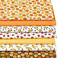 Lot de 7 coupons de tissu patchwork "fruits", orange/blanc