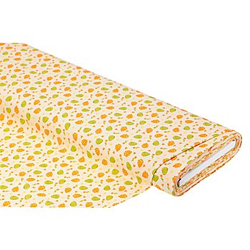 Tissu coton 'oeufs de Pâques', nature/orange, de la série 'Mona'
