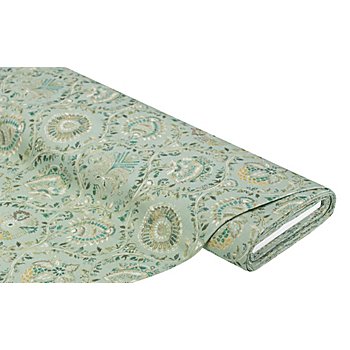 Tissu canevas 'ornements' avec du coton recyclé, jade/multicolore