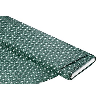 Tissu coton enduit 'design graphique', vert foncé/blanc