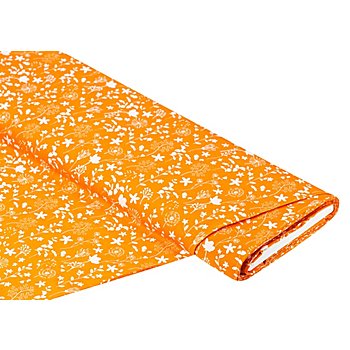 Baumwollstoff Wiesenblumen 'Mona', orange/weiss