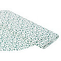 Tissu coton "ramage de feuilles", blanc/vert jade