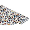  Tissu en coton "fleurs rétro", blanc/bleu/marron
