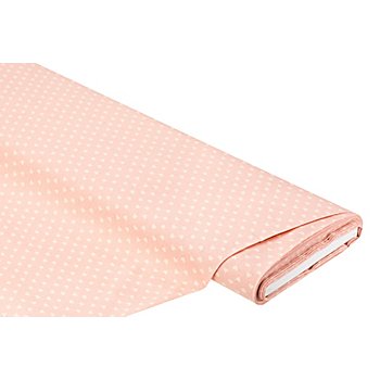 Tissu coton cœurs, rose / beige