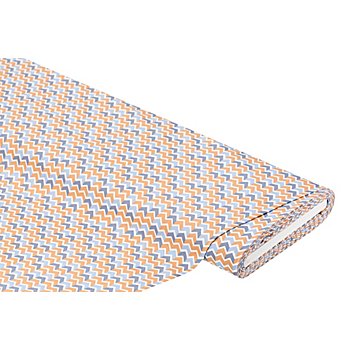 Tissu coton 'zigzag', marron/bleu