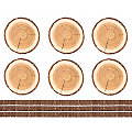 Tissu panel pour coussins "rondelle de bois", marron/multicolore