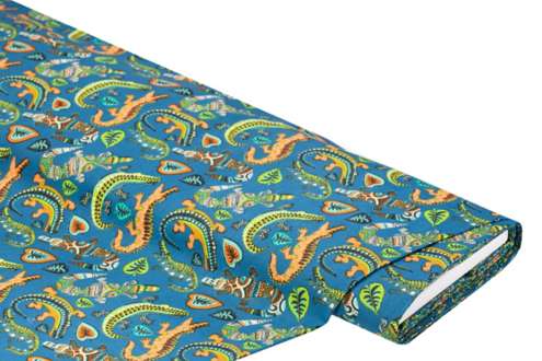 Baumwollstoff "Krokodile", blau-color