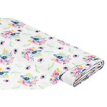 Tissu coton enduit 'fleurs', blanc/multicolore