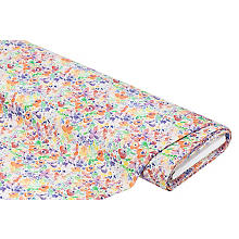 Tissu coton enduit 'prairie de printemps', blanc/multicolore