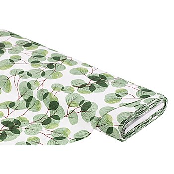 Tissu de décoration 'eucalyptus', écru/vert