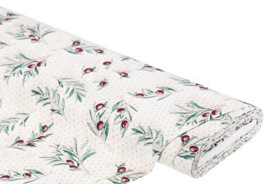 Tissu de décoration "branches d‘olivier", crème/coloré