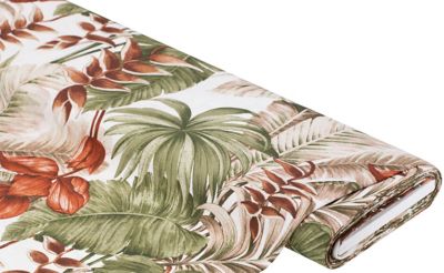 Tissu de décoration "feuilles tropicales", crème/multicolore