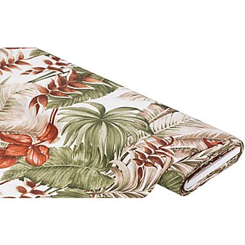 Tissu de décoration 'feuilles tropicales', crème/multicolore