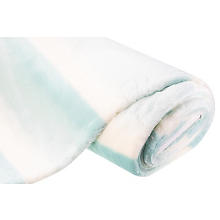 Tissu imitation fourrure 'rayures', blanc cassé/turquoise