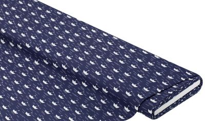 Tissu coton "voiliers", bleu foncé