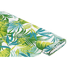Tissu de décoration 'feuilles tropicales', blanc/vert