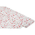 Tissu coton " sapins & flocons de neige", blanc/rouge/gris, de la série "Mona"