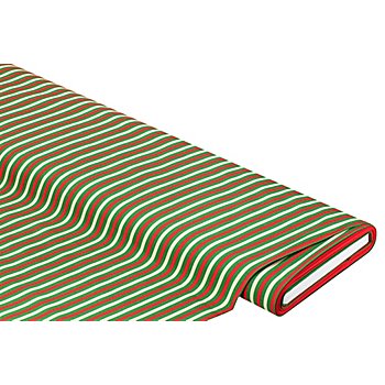 Baumwollstoff Streifen 'Mona', grün/rot/beige