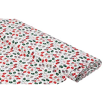 Tissu coton 'moufles', blanc/vert/rouge, de la série ' Mona'