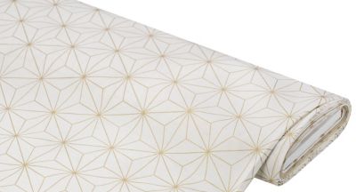 Tissu décoration "graphique" avec impression métallisée, écru/doré, de la série Lorena