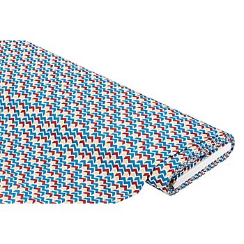 Tissu coton 'zigzag', bleu/bordeaux/beige, de la série 'Mona'