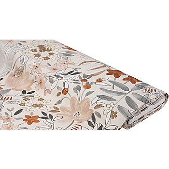 Tissu canevas en coton 'fleurs' de la série 'Carla', nature/multicolore