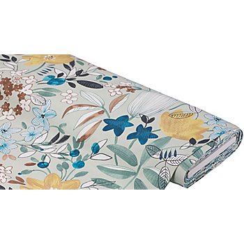 Tissu canevas en coton 'fleurs' de la série 'Carla', menthe/multicolore