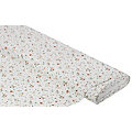 Tissu coton "fleurs", blanc/marron/tilleul, de la série "Mona"