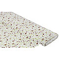 Tissu coton "feuilles et flocons", blanc/multicolore, de la série "Mona"