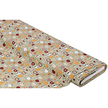 Tissu coton 'pommes d'automne', tilleul/multicolore, de la série 'Mona'