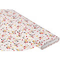 Tissu coton "Poules au tricot", blanc/multicolore, de la série Mona