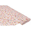 Tissu coton "poules au tricot", taupe/multicolore, de la série Mona