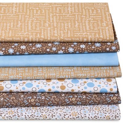Lot patchwork "Globe trotteur", marron clair/bleu clair de la série "Mona"