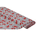 Tissu coton "roses", rouge/gris, de la série Mona