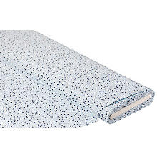 Tissu coton 'petites feuilles', blanc/bleu clair/bleu foncé, de la série Mona