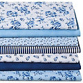 Patchwork- und Quiltpaket "Rosen", blau/weiß