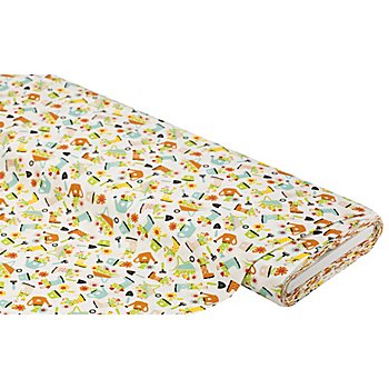Tissu coton 'jardin', blanc/multicolore, de la série 'Mona'