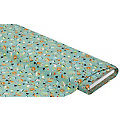 Tissu coton "jardin", turquoise/multicolore, de la série "Mona"