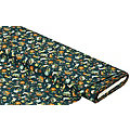 Tissu coton "jardin", pétrole/multicolore, de la série "Mona"