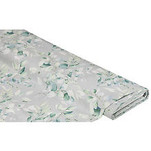 Tissu coton enduit 'feuilles', gris/vert