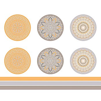 Tissu panel 'mandala', taupe/orange